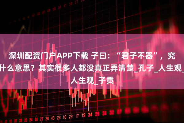 深圳配资门户APP下载 子曰：“君子不器”，究竟是什么意思？其实很多人都没真正弄清楚_孔子_人生观_子贡