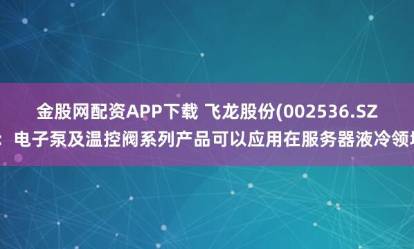 金股网配资APP下载 飞龙股份(002536.SZ)：电子泵及温控阀系列产品可以应用在服务器液冷领域