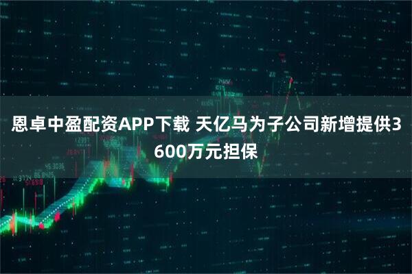 恩卓中盈配资APP下载 天亿马为子公司新增提供3600万元担保